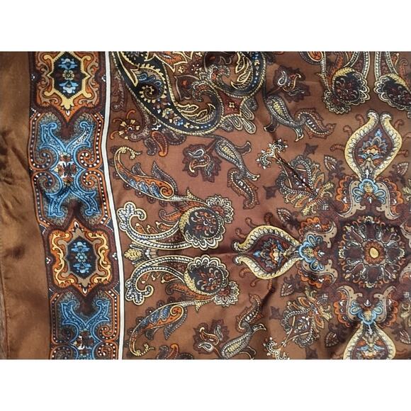 Vintage Liberty of London Silk Square Scarf Brown blue Paisley 23 x 24 mandala - Picture 16 of 16